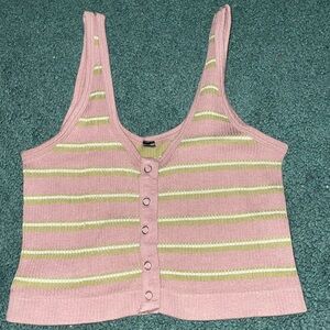 Pink and Green Striped Women's Top